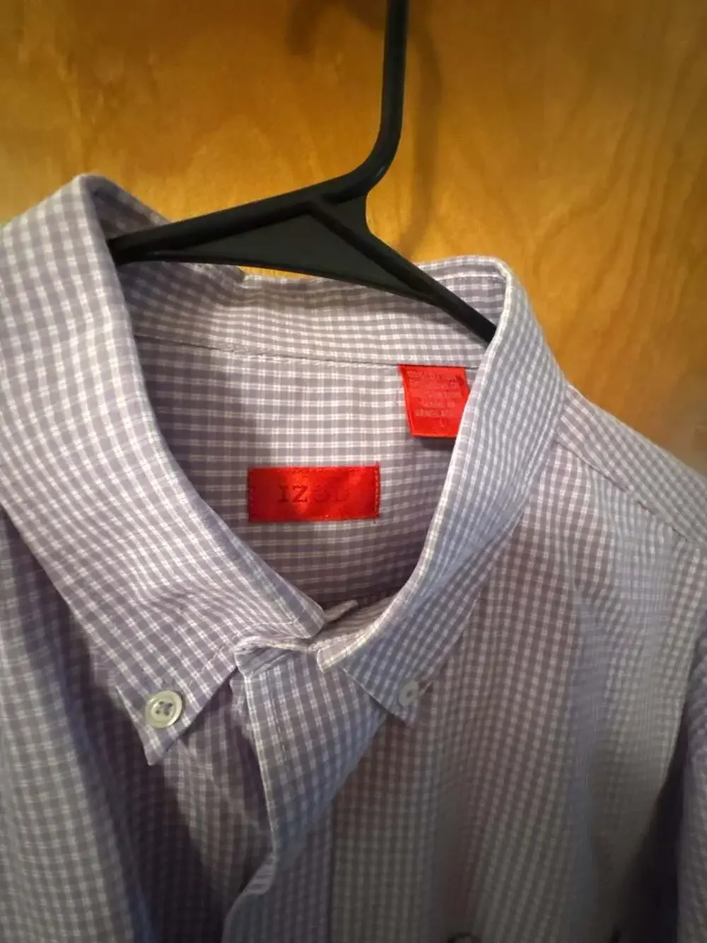 IZOD Men's Purple and White Micro-Check Long Sleeve Button-Down Shirt